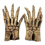 Asotagi Halloween Werwolf Handschuhe Halloween Kostüm Latex Wolf Handschuhe Party Cosplay Horror Handschuhe Dress Up Finger Handschuhe Halloween Requisiten, gold, O