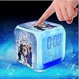 CWJCZY Heiße Prinzessin ELSA Anna Minions Pokemon Gehen Digital Wecker Farbwechsel Led Erwachte Uhr Kinder Cartoon Spielzeug
