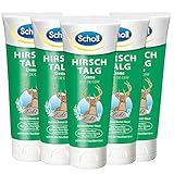 Scholl Hirschtalg-Creme – Reichhaltige Creme zur Vorbeugung von Hornhaut, Blasen & Hautreizungen – 6 x 100 ml Fußcreme für rissige Füß