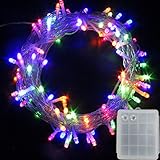 LED Batterie Lichterkette Kette Batteriebetrieben Leuchte Beleuchtung für Weihnachtsbaum, Garten, Party Innen und Außen Dekoration (Bunt, 100 LEDs)