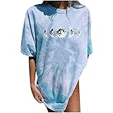 zzzddd Damen Yoga Hosen Damen Kurzarm Hellblau T-Shirts Weibliche Kurzarm T-Shirts Sommer Casual Vogue O-Ausschnitt Kleidung Gedruckt Kurzarm Shirt T-Shirt, XXXXL