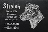 LaserArt24 Schiefertafel mit wetterfester Lasergravur des Motives Hund-011 und Ihrem Text/Daten in der gewünschten Schriftart z.B. als Grabstein auf das Grab oder als Gedenkstein für Z