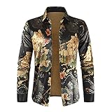 Freizeithemden Herren Modern Urban Trend Mode Druck Revers Cárdigan Männer Langarm Shirt Frühling Herbst Streetstyle Dünnschliff Casual Atmungsaktiv Herren Hemd DL583 XL