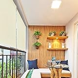 HENGMEI 140X140cm Balkon Sichtschutz Sonnenschutz Sichtschutzrollo Senkrechtmarkise Wasserdicht Windschutz vertikal Sonnensegel für Balkon Terrasse,Beig