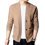 Sijux Herren Dicker Mantel Wollpullover Strickjacke Herrenbekleidung Baumwollstrickpullover Kapuzenpullover Thermische Strickwaren,Beige,XL