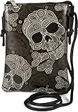 styleBREAKER Damen Mini Bag Umhängetasche mit Totenkopf Paisley Print, Schultertasche, Handtasche, Tasche 02012365, Farbe:Schwarz-Weiß