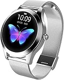 Smartwatch Gold Silber Damen Fitness Armband Elegant Aktivitätstracker IP68 Wasserdicht Schrittzähler Schlaftracker Kalorienverb