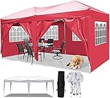 RLOSQVEE Faltpavillon 3x6 Wasserdicht Faltbare Gartenpavillon Festival Sonnenschutz, Schutz Mit 4 Seitenteilen Festival Partyzelt Sonnenschutz Pavillon Für Strand/Hochzeit/Garten/Camping