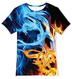 ALISISTER T-Shirt Kinder Lustige 3D Galaxis Drachen Gedruckt Kurzarm Tees Jungen Mädchen Sommer Lässige Sportparty Coole Shirts Top M-Galaxy Dragon 2,6-8 Jahre (S)