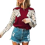ZYYM Damen Pullover Lässiges Pulli Sweater Lange Ärmel Strickpullover Rundhals Langarm Jumper Tops Damen Winter Elegant Grobstrickpullover Langarm Lose Pulli Oberteile Mode Pullover Strickp