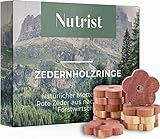 nutrist 30x Premium Zedernholz Ringe gegen Kleidermotten, Zeder Blumen als natürlicher Mottenschutz im Kleiderschrank, chemiefreie Mottenfalle gegen Kleider Motten, 30 Zedernholzring