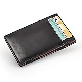 HC Handel Magic Wallet Echtleder Geldbörse/Portemonnaie schwarz/cognacfarb