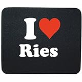 Gaming Mauspad 'I Love Ries' in Schwarz, eine tolle Geschenkidee die von Herzen kommt| Rutschfestes Mousepad | Geschenktipp: Weihnachten Jahrestag Geburtstag Liebling