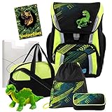 Track Dino -T-Rex- Schneiders - UVP 244,95 EUR - TOOLBAG SMART mit weiteren Patchis Auto und Pirat -78343-080- Schul-Ranzen-Set 7tlg. mit Sporttasche - HAUSAUFGABENHEFT und PLÜSCHDINO GRATIS