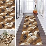 ZDYHMrj 3D Teppich Läufer Flur rutschfest Küchenteppich Braun Waschbar Meterware Lang Korridor TeppichLäufer für Flur Schlafzimmer Wohnzimmer, Breite 40cm/ 50cm/ 60cm/ 70cm/ 80cm/ 90cm/ 100