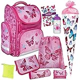 Butterfly - Schmetterling - SCOOLI Undercover CLOU Schulranzen-Set 9tlg. mit SCHULTÜTE, TRINKFLASCHE und REGENHÜLLE - Hausaufgabenheft GRATIS DAZU