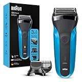 Braun Series 3 Rasierer Herren, 3-in-1-Elektrorasierer, Barttrimmer mit 5 Kammaufsätzen, wiederaufladbarer und kabelloser elektrischer Rasierer, 30 Min Laufzeit, Wet&Dry, 310BT, b