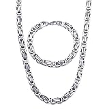 Jewow Edelstahl 8mm Breite Halskette und Armkette Set für H