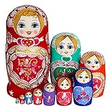 HEZHU 10tlg Russische Matroschka Babuschka Matrjoschka Holz Puppe Kinder Spiezeug