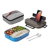 Nineferno Lunchbox- mit Edelstahl Fächern[1200ml] Auslaufsicher & BPA-frei -Für Kinder & Erwachsene. inkl Besteck, Handyhalterung & Tasche,B