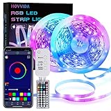 LED Strip, HOVVIDA 20M Bluetooth LED Streifen RGB 5050 12V, Wird von APP, IR-Fernbedienung und Controller Gesteuert, LED lichtband mit 16 Millionen Farben, 28 Stilmodi, Zeitsteuerungs-M