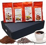 Weihnachtliches Geschenk Set aromatisierter Kaffee ' Weihnachtskaffee ' 4 x 200 g Aromakaffee ganze Bohne Kaffee-Geschenk