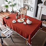 SUNFDD Einfarbige Rote Tischdecke Weihnachtsfeiertagsfeierdekoration Tischdecke Rechteckige Küchentischdecke Für Restaurant Quadratischer Tisch Couchtisch Tisch Im Freien Garten 140x160