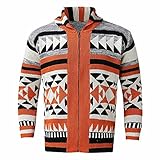 Herren Color-Block Printed Stripe Zip Cardigan Sweater Slim Fit Zopfmuster Sweater Jacke mit Taschen Winterjacke Herren, rot, Larg