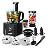 TopStrong Küchenmaschine Multifunktions 1100W,11 Funktionen Food Chopper Prozessor, 3,2L Bowl &1,5L Behälter &Mini-Zerkleinerer, Upgrade Schneidescheibe, Zitruspresse, Knethack