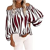 Vmiozizc Fashion Women Shirt Tops Sexy One Shoulder Long Sleeve Tunics Wave Pattern Breathable Blouse Tees-X-Large,W