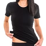 HERMKO 1800 Damen Kurzarm Shirt mit Rundhals-Ausschnitt aus 100% Bio-Baumwolle, Farbe:schwarz, Größe:36/38 (S)