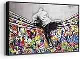 Banksy Bilder Leinwand Street Graffiti Art Leinwandbilder Bild auf Leinwand Wandbild Kunstdruck Wanddeko Wand Wohnzimmer Wanddekoration Deko 40x30