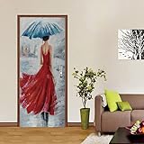 EIJVVP Türtapete Selbstklebend TürPoster Türaufkleber 3D 60 x 200CM Malerei Regenschirm Vinyl Folie Türdeko Tapete Wandbild Türaufkleber Tü