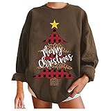 Weihnachten Sweatshirt Damen Pullover Lässiges Langarmshirt Oberteile Herbst Winter Langarm Tshirt Teenager Mädchen Shirts Bluse Pulli Mode Lose Jumper Rentier Muster Top Streetw