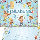 Kreatives Herz Indoor Spielplatz TOBEWELT HÜPFBURG Einladungskarten zum Kindergeburtstag (10er Set) Einladungen A6 Kinder Party (10 Karten)