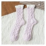 Rose flower LANLAN Coral Fleece Socken Weibliche Kawaii Tube Socken Herbst Winter Nette Warme Flauschige Schlafboden Socken LANLAN (Color : P, Size : EU 35-40)