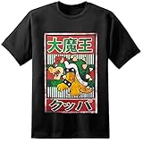 Nintendo Kanji Bowser Herren T-Shirt (S-XL) Super Mario Brothers SNES, Schw