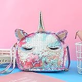 Mädchen Einhorn Pailletten Tasche Pailletten Geldbörse Glitzer Crossbody Geldbörse Umhängetasche Pailletten Mädchen Schultertasche Für Lippenstift Kosmetik Minikamm Minispiegel T