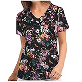 Damen Shirts Kurzarm Baseball Tops Casual T Shirts(N8 - Black, Large)