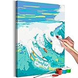 murando - Malen nach Zahlen 40x60 cm Surfen Meer Landschaft Malset mit Holzrahmen auf Leinwand für Erwachsene Kinder Gemälde Handgemalt Kit DIY Geschenk Dekoration n-A-1697