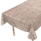 Tischdecke abwaschbar Wachstuch Wachstuchtischdecke 100 x 140cm Schnittkante Leinen Textil Optik Beige Braun Gartentischdecke W