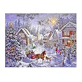 UIGJIOG 5D DIY Diamond Painting Weihnachts Schnee Szene, Diamant Stickerei Strass Malerei Dekoration Haus Wohnzimmer 15.7x19.6