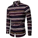 Shirt Herren Herbst Winter Slim Fit Gestreift Kentkragen Herren Langarm Modern Urban Strickjacke Business Leichtes Bügeln All-Match Herren F