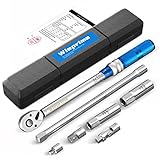 Wieprima Drehmomentschlüssel 3/8,10-60 Nm inkl.Adapter 3/8'-1/4', Adapter 3/8'-1/2',14/16mm Zündkerzenhülse,Universalgelenk und Verlängerungsstange 250mm für Auto, Motorrad, Fahrrad (3/8'')