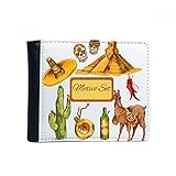 DIYthinker Flip Sombrero Mexiko Pyramide Wüsten-Kaktus Mexikanische Bifold Kunstleder Geldbörse Multifunktions-Karten-Geldbeutel-Geschenk Mehrfarbig