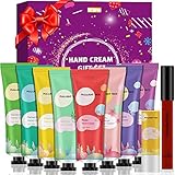 Handcreme,Handcreme Set mit Lipgloss,Lippenbalsam,Mini Handcremes,Plant Fragrance Handpflege Creme für Trockene Hände, Feuchtigkeitscreme Pflegecreme Geschenkset für Frauen,Freundin,M