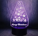 3D-Illusionslampe, Fernbedienung, Nachtlicht, 3D-USB-LED-Leuchtmittel, Frohe Weihnachten, Schneeflocke, Weihnachtsbaum-Lampe, Heimdekoration, Neujahr, Geschenk, Farblicht, romantische Raumdek