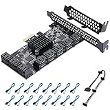 BEYIMEI PCIE SATA Karte 16 Ports, 6 Gbit/s SATA 3.0 PCIe-Karte,PCIe zu SATA-Controller-Erweiterungskarte, Boot als Systemfestplatte,für alle PCIE-Steckplätze geeignet sind(JMB575+ASM1064)