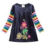 Mädchen T-Shirt Kleid Baby Rundhalsausschnitt Langarm Nähte Cartoon Druck Süß Prinzessinenkleid Kinder Interessanter Eleganter und Lässiger Basic Style Ein Linienrock