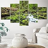 MLJHJ Moderne Wandbilder Waldparklandschaft Leinwand Bilder 5 Teilig Leinwandbild Bilder Hd-Druck 3D Bilder 5 TLG Wandkunst Abstraktes Design Für Home Dek